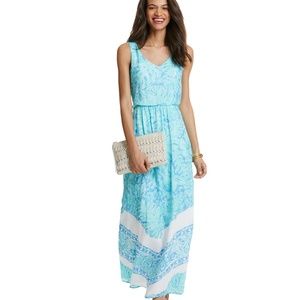 Vineyard vines palm leaf scarf print maxi dress - stunning